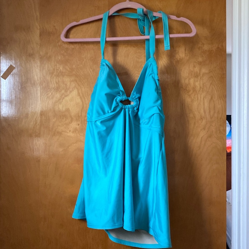 Swim top with adjustable straps as halter or other ways